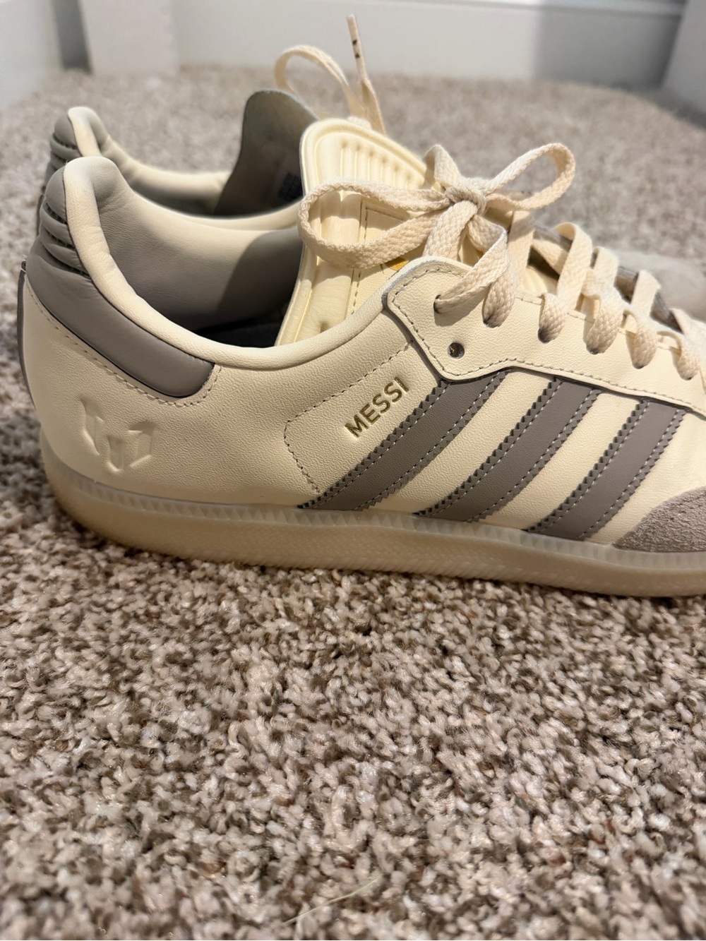 adidas samba x Lionel Messi Sneakers in Cream and Gray Suede FIFA SOCCER - Picture 3 of 8